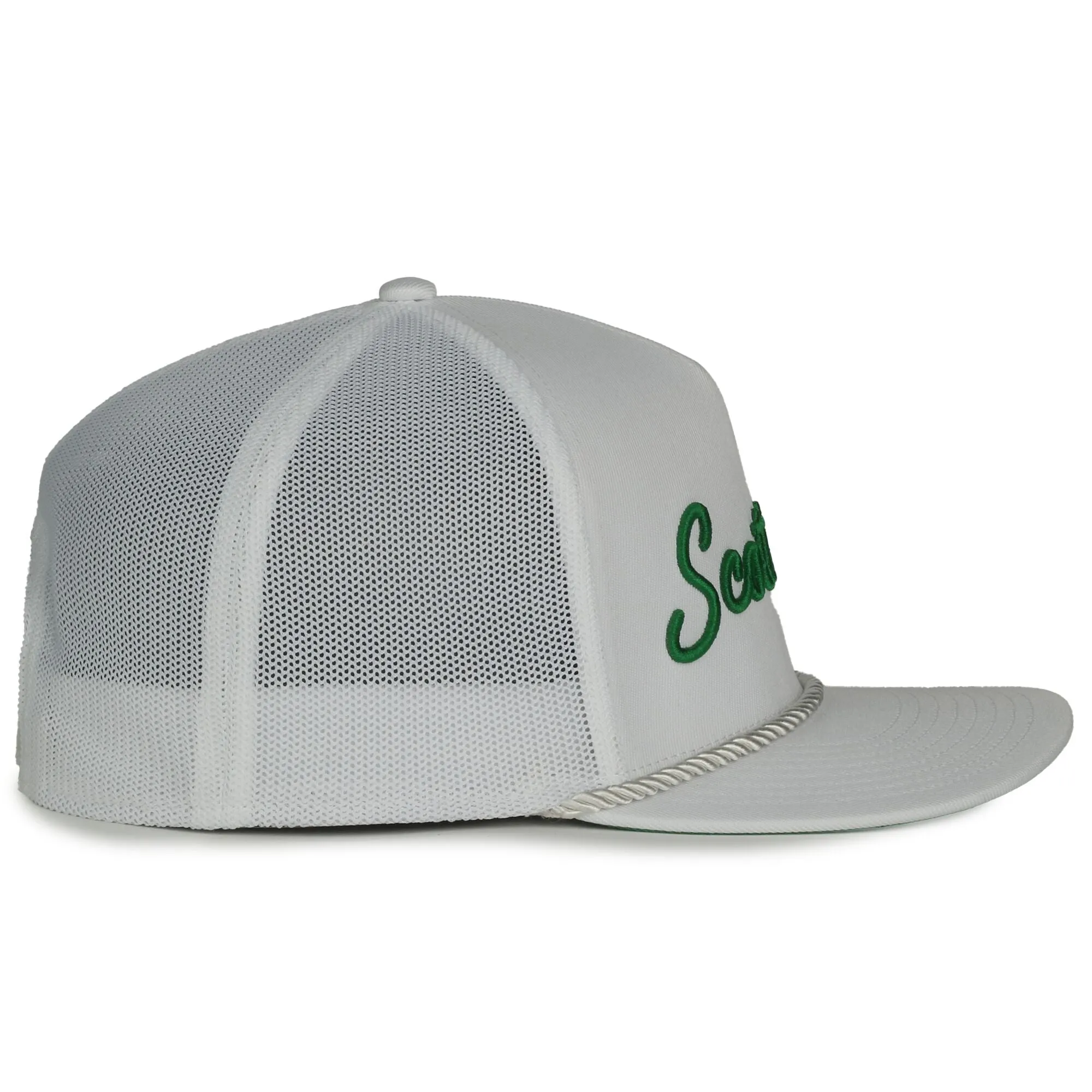Scottsdale White Golf Hat with Green Letters