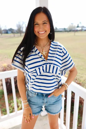 Shore Do Love Top "Blue/White"