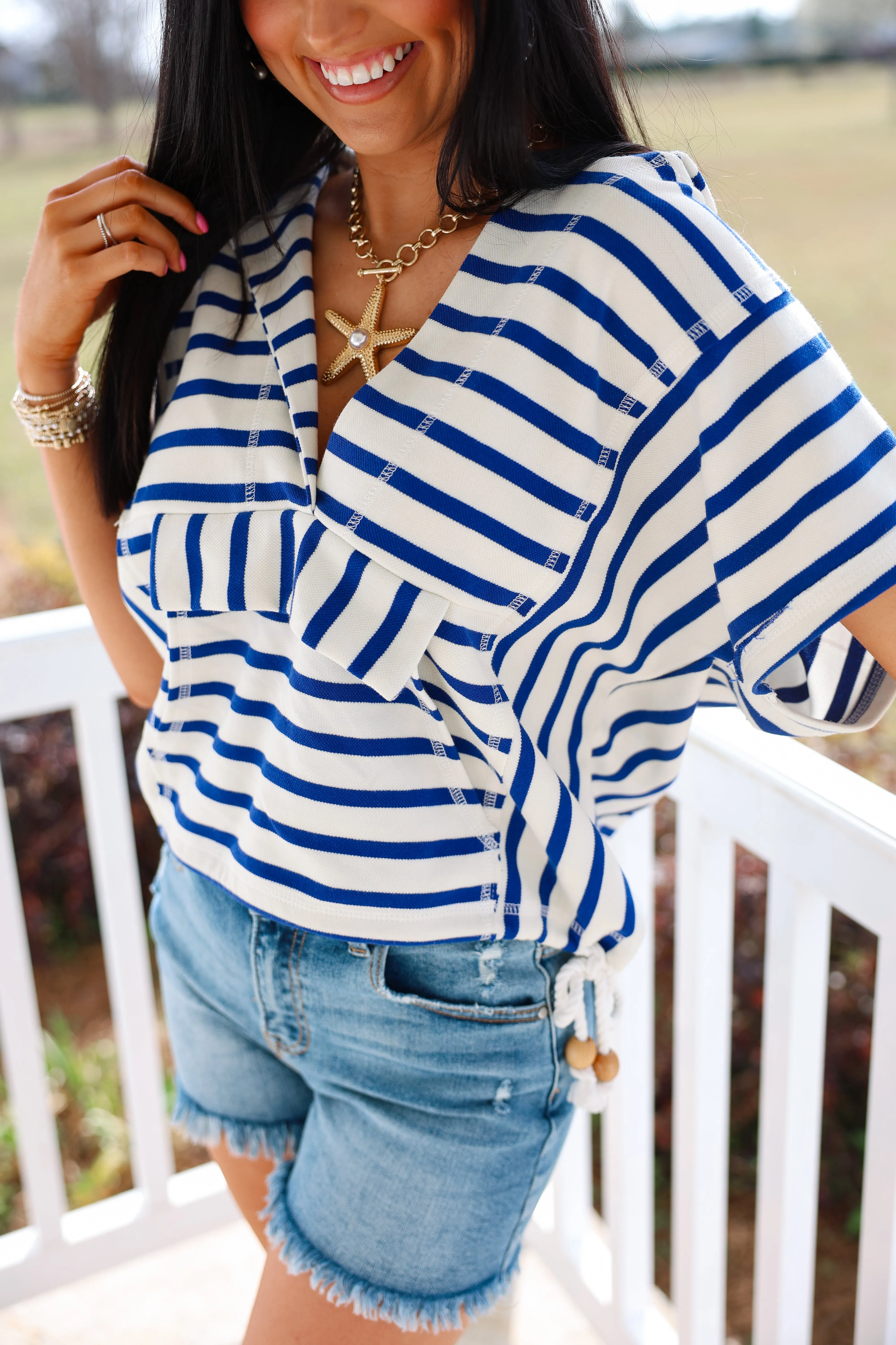Shore Do Love Top "Blue/White"