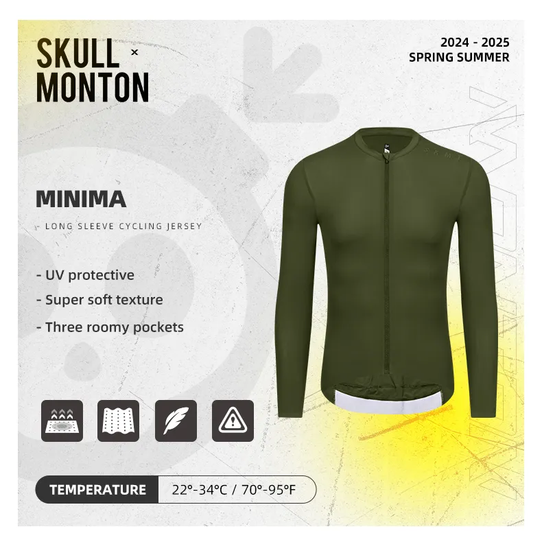 SKULL MONTON MENS LONG SLEEVE JERSEY MINIMA BRONZE GREEN