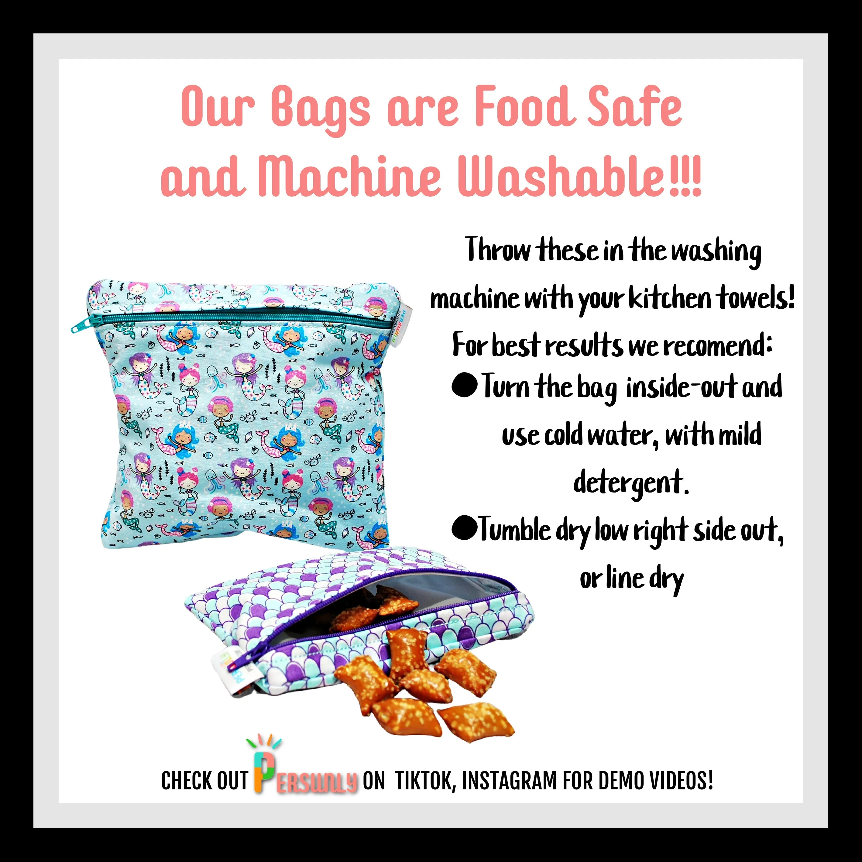 Soft Rose Small Personalized Reusable Food Bag