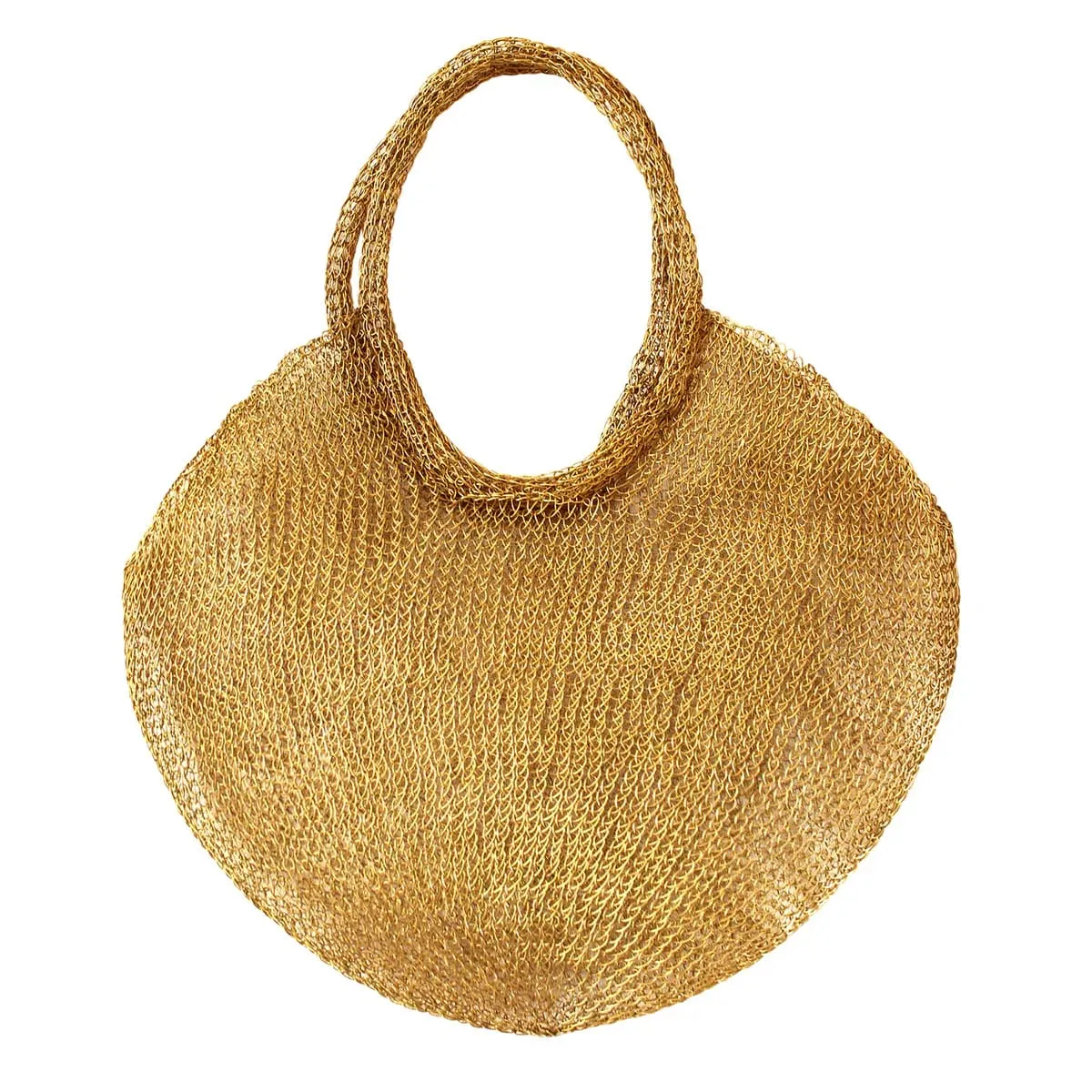 Sol Mesh Wire Handbag-Dark Gold