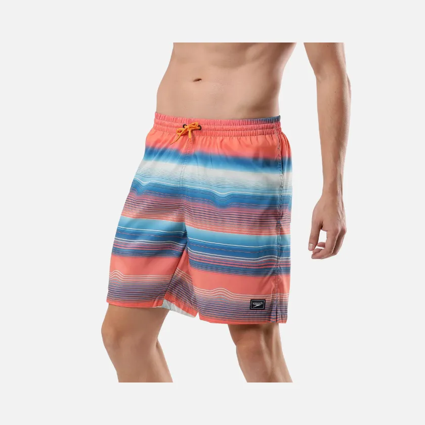 Speedo Essential Placement AOP 18" Men's Swim Shorts -Pumpkin Spice/Fandango Pink/Pool/Pale Tan/White