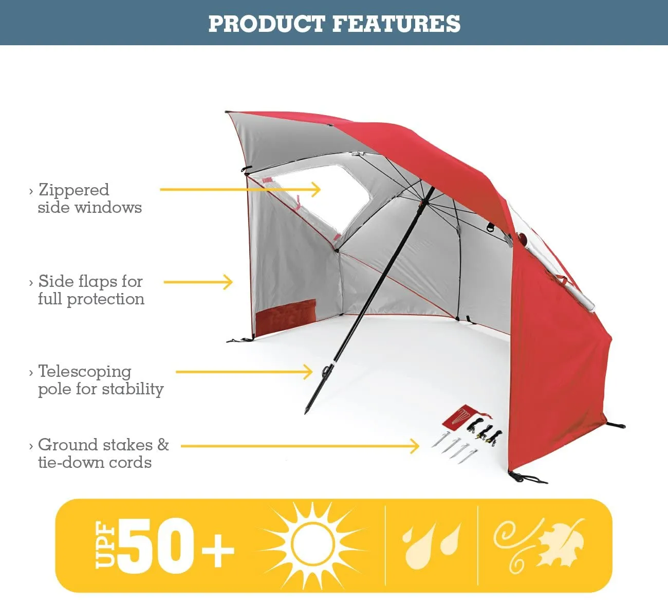 SPF 50  Sun and Rain Canopy (250 Cm Diameter)