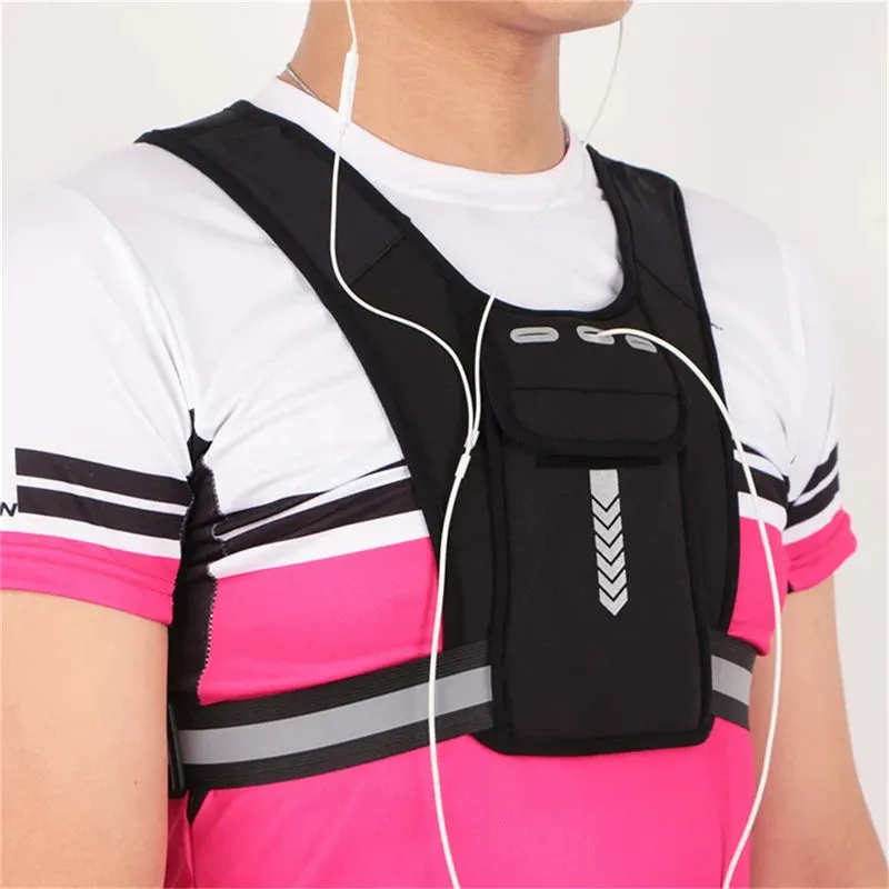 Sports Fitness Vest with Water Bottle Holder & Reflective Breathable Chest Bag | Jellajelly.com