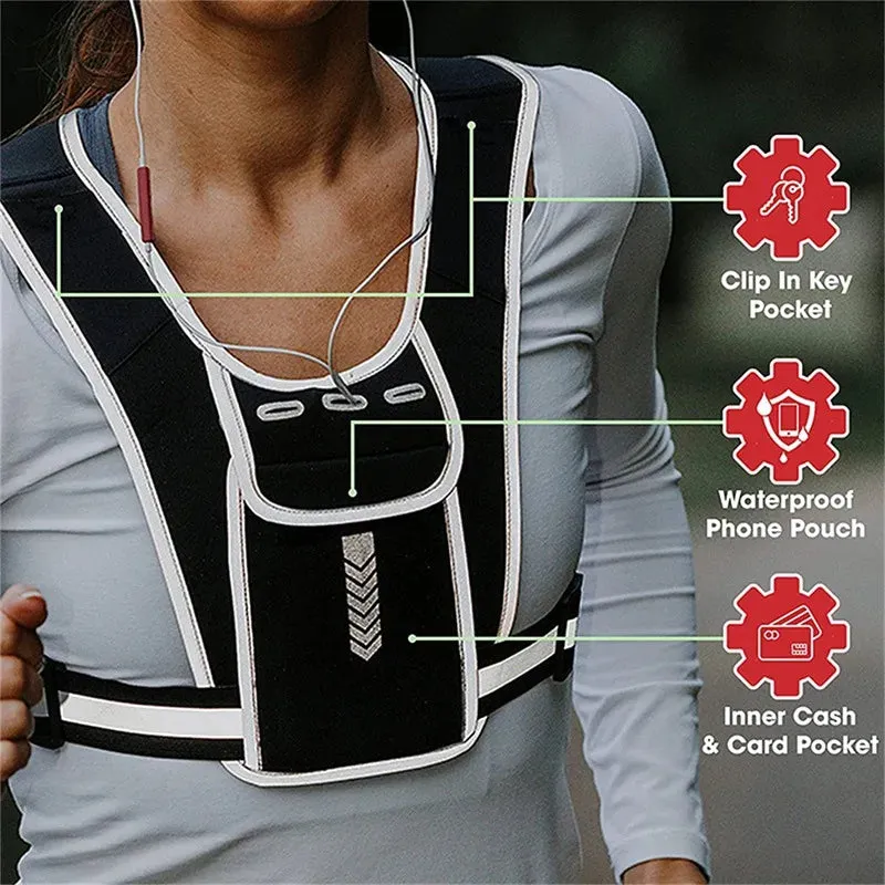 Sports Fitness Vest with Water Bottle Holder & Reflective Breathable Chest Bag | Jellajelly.com