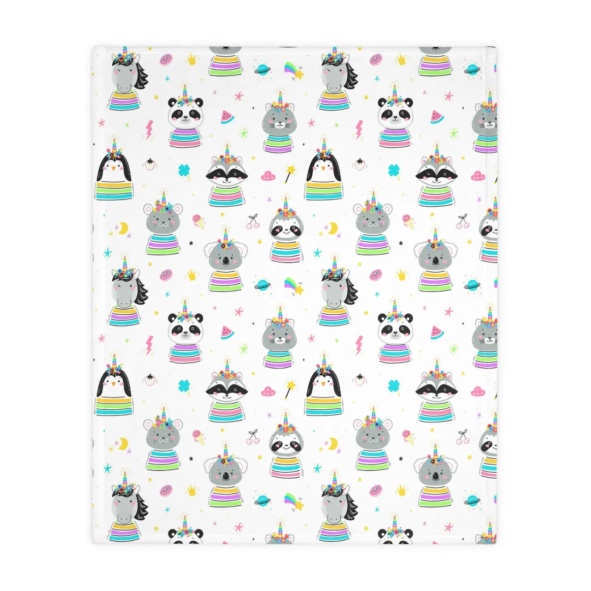 Starry Unicorn Velveteen Minky Blanket (Two-sided print)