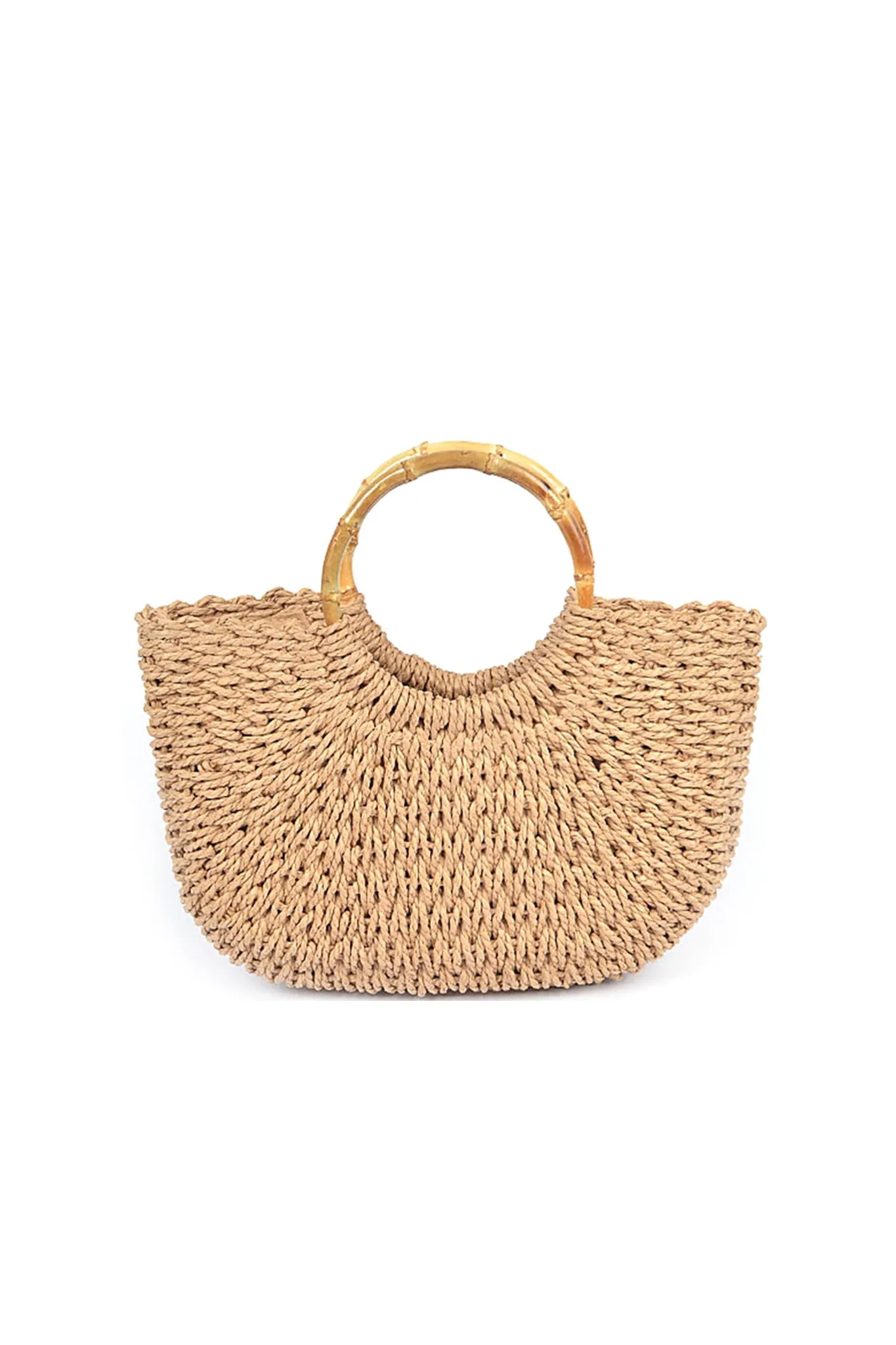 Straw Tote Bag with Circle Handle