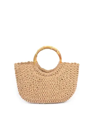 Straw Tote Bag with Circle Handle
