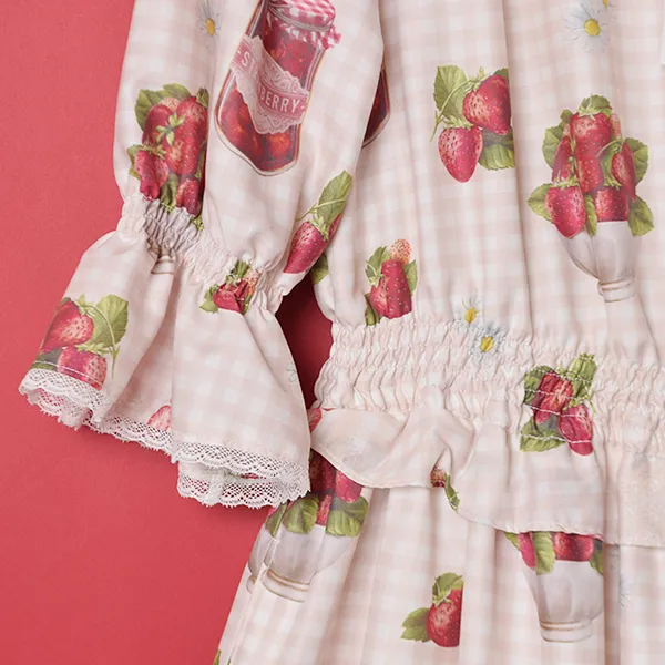 Strawberry Picnic Tiered Frill Dress
