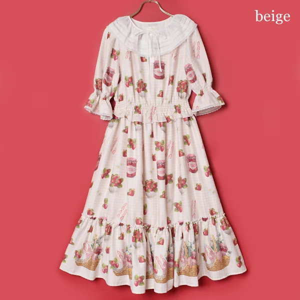 Strawberry Picnic Tiered Frill Dress