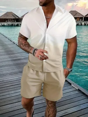Summer Men's Shirt & Shorts Two-Piece Set