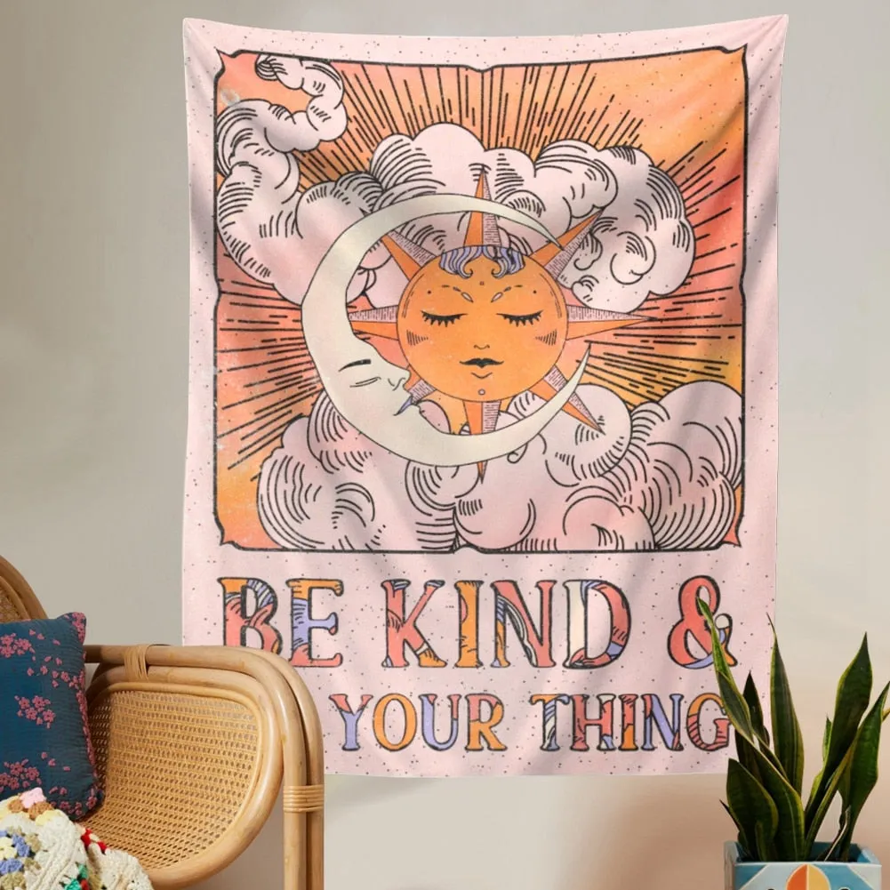 Sun Moon Clouds Wall Hanging Tapestry Psychedelic Tarot Tapestries for Bedroom Living Room Home Decor