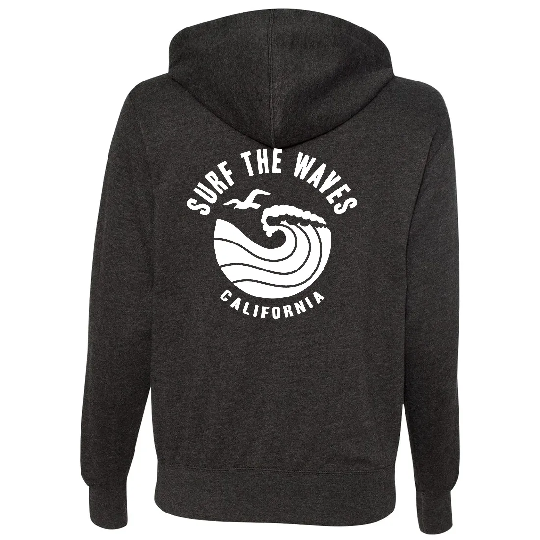 Surf The Waves California Premium Unisex French Terry Full-Zip Sweatshirt - Heathered Charcoal