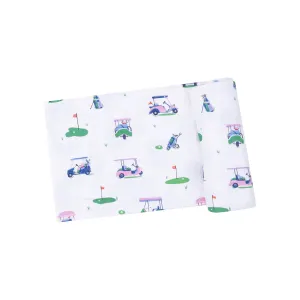 Swaddle Blanket, Vintage Golf Carts Pink