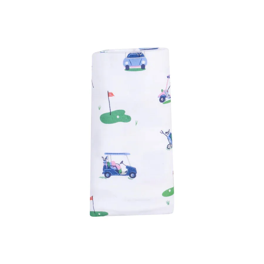 Swaddle Blanket, Vintage Golf Carts Pink