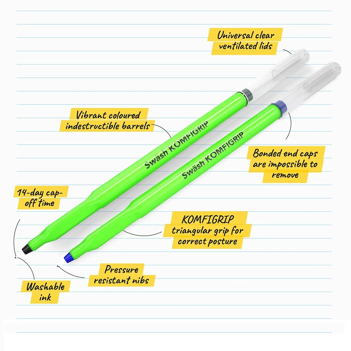 Swash Handwriting Pens Pack of 12 Black