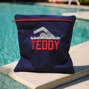 Swimmer Navy Blue Personalized Reusable Food Bag