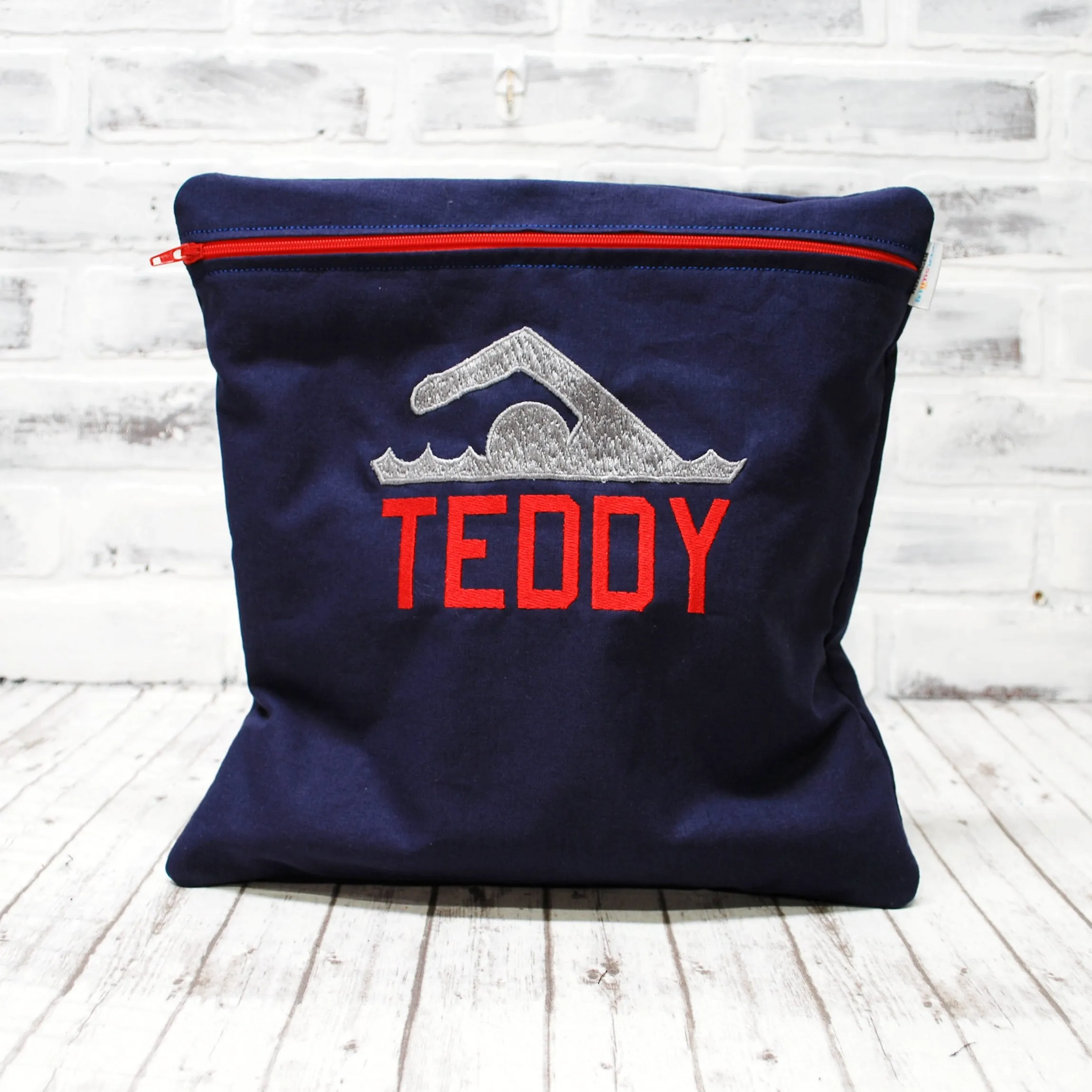 Swimmer Navy Blue Personalized Reusable Food Bag
