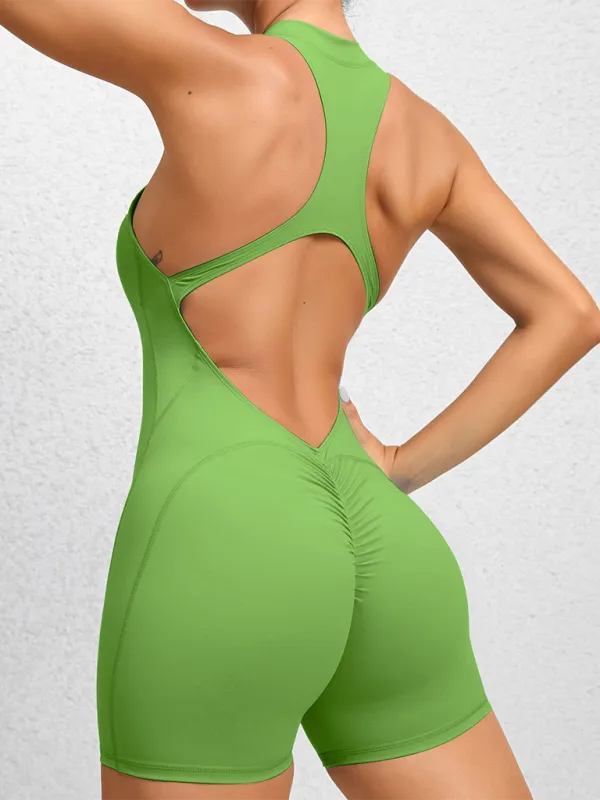 Tight zippered fitness Jumpsuit