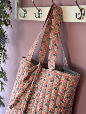 Tote bag Lidia pink flowers.