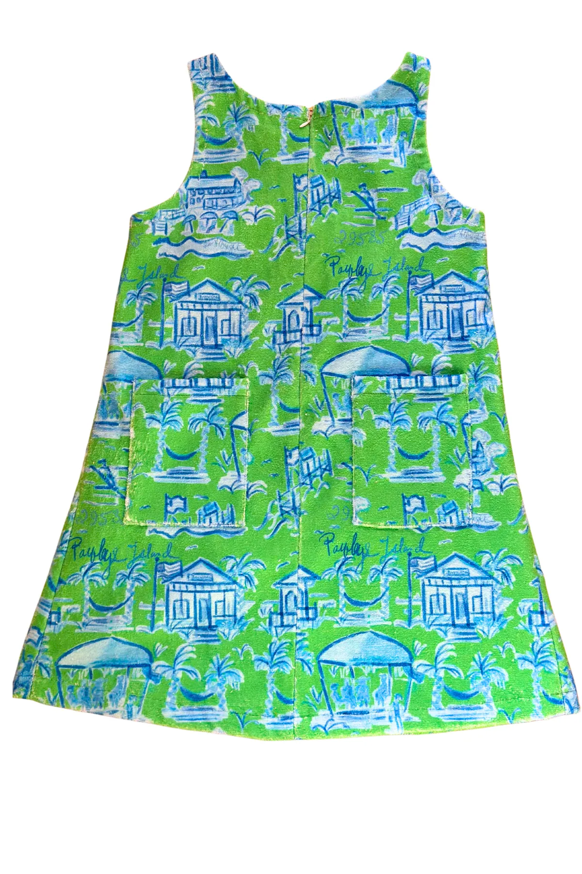 Towel Dress in Green and Blue Toile