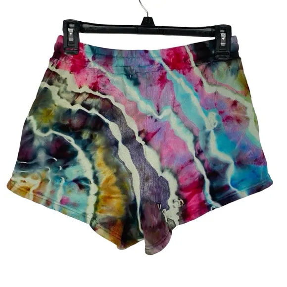 Tularosa Tie Dye Shorts Womens Small Organic Cotton Pockets Upcycled Pink Blue