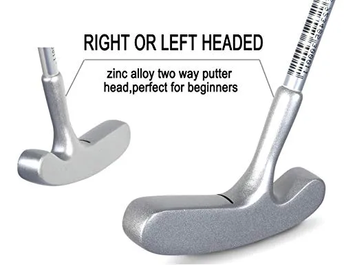Two Way Junior Golf Putter Kids Putter Both Left and Right Handed Easily Use 3 Sizes for Ages 3-5 6-8 9-12 (Silver Head Blue Grip, 25 inch,Age 3-5)