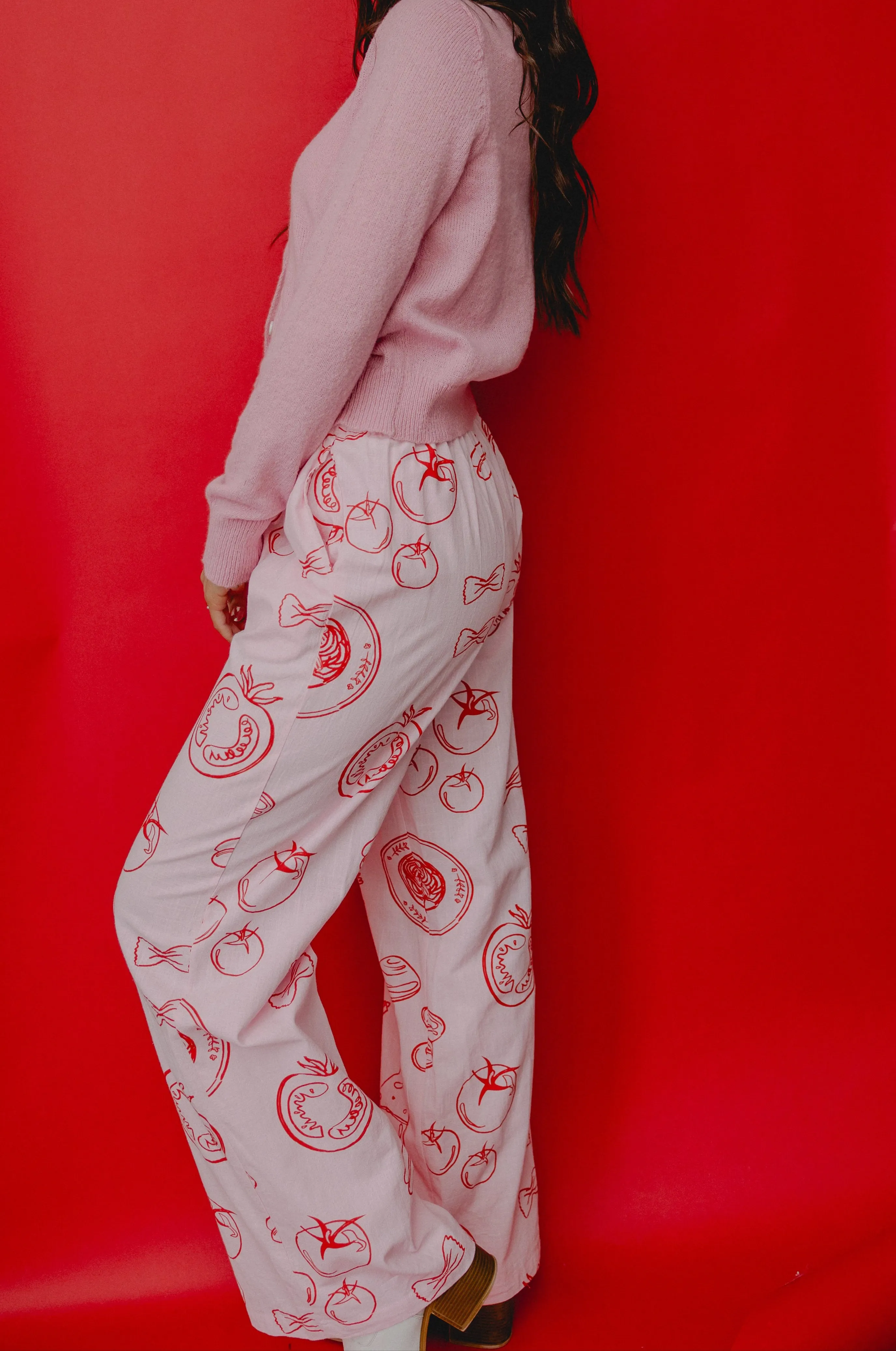 Upgraded Picnic Print Pants Pink