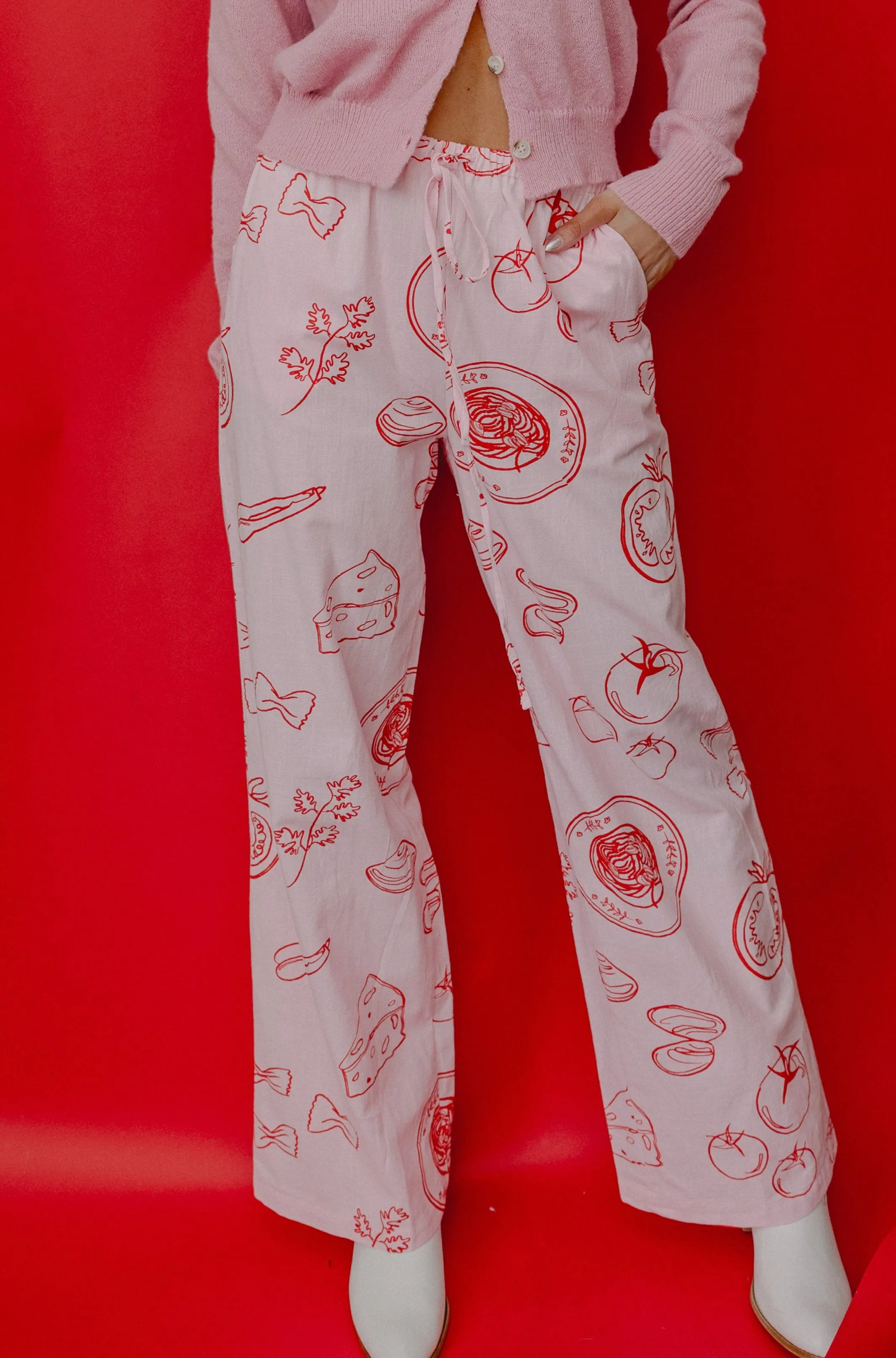 Upgraded Picnic Print Pants Pink