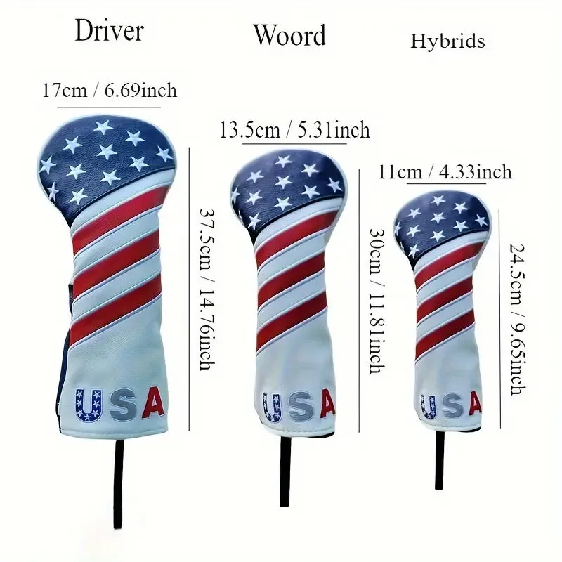 USA Themed PU Leather Golf Headcovers