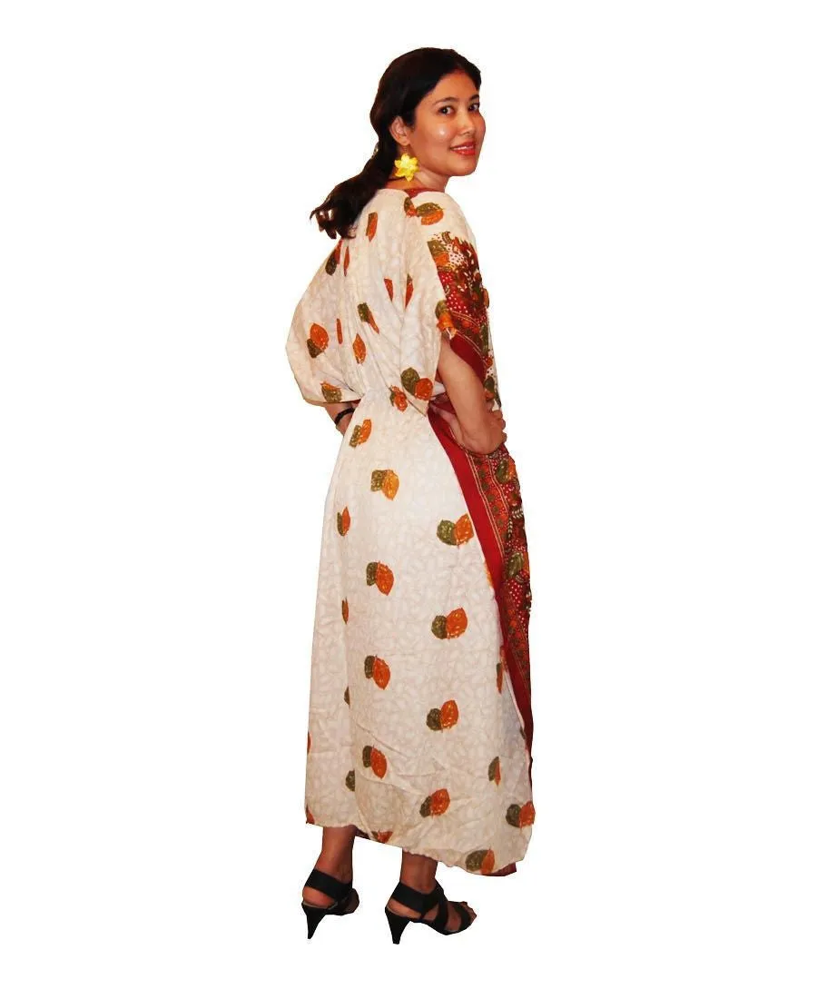 Vacation Resort Drawstring Maxi Dress Autumn Leaves