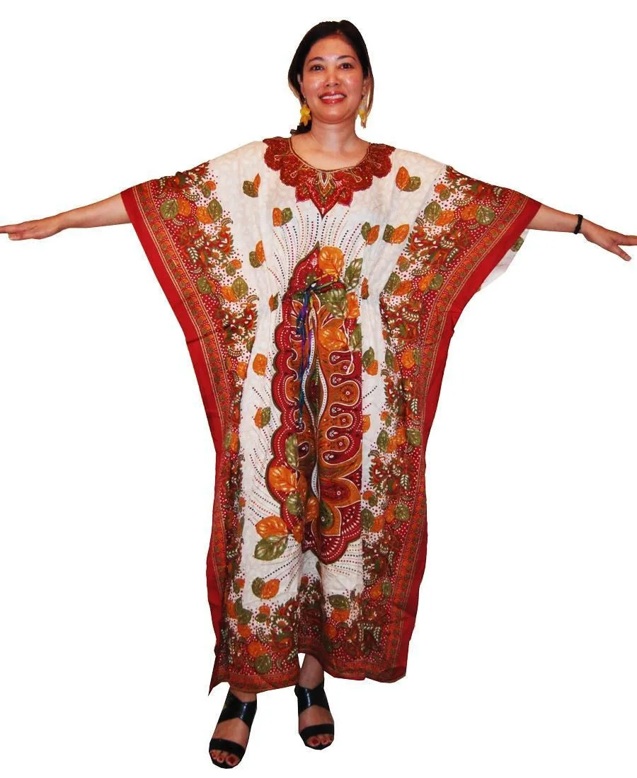 Vacation Resort Drawstring Maxi Dress Autumn Leaves