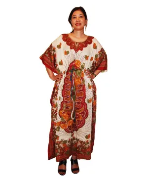 Vacation Resort Drawstring Maxi Dress Autumn Leaves