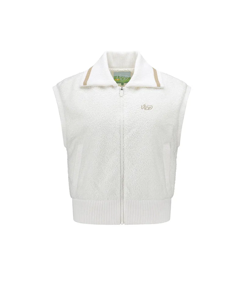Vice Golf Atelier Women's Boa Fleece Hi-Neck Padded Vest - Beige
