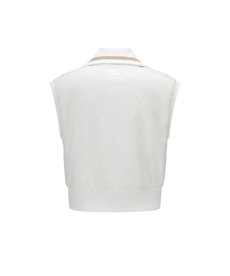 Vice Golf Atelier Women's Boa Fleece Hi-Neck Padded Vest - Beige