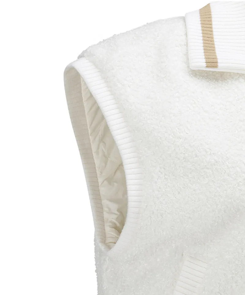 Vice Golf Atelier Women's Boa Fleece Hi-Neck Padded Vest - Beige