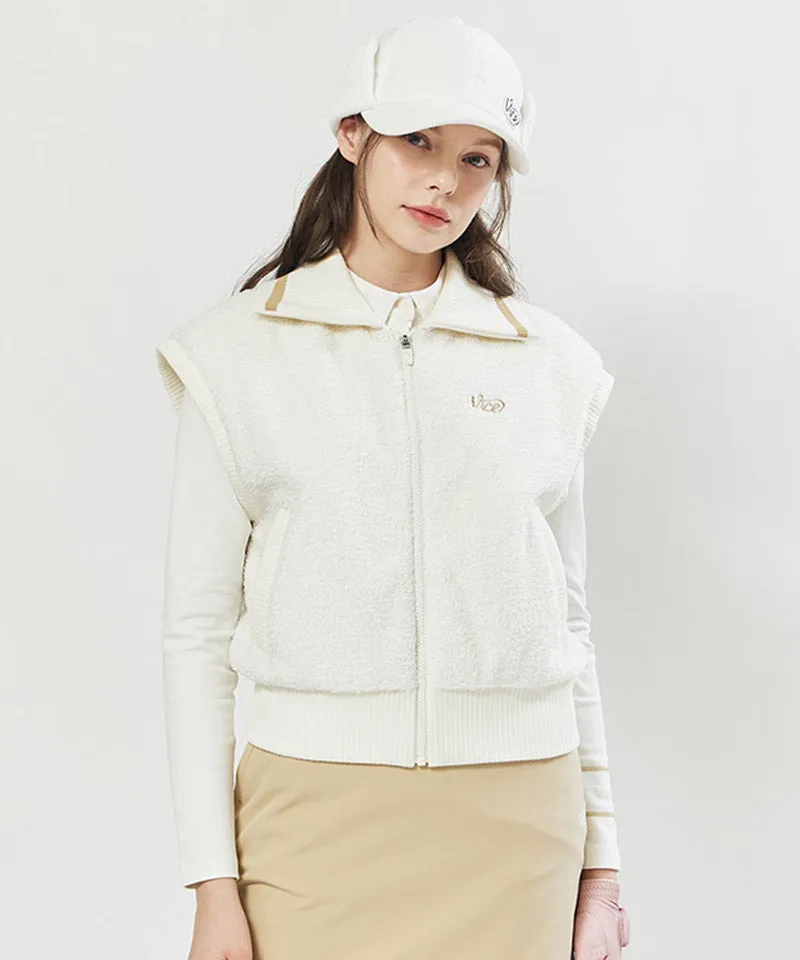 Vice Golf Atelier Women's Boa Fleece Hi-Neck Padded Vest - Beige