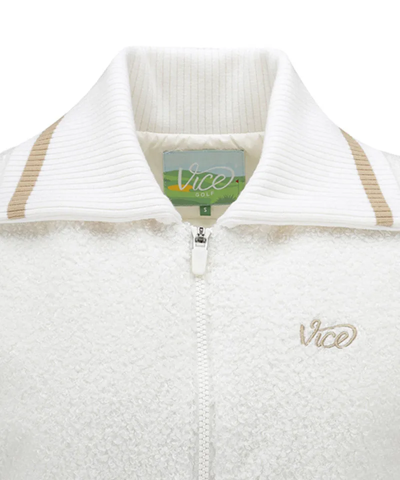 Vice Golf Atelier Women's Boa Fleece Hi-Neck Padded Vest - Beige
