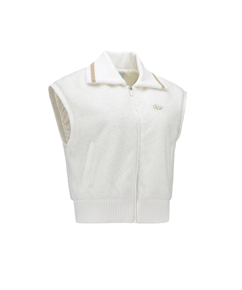 Vice Golf Atelier Women's Boa Fleece Hi-Neck Padded Vest - Beige