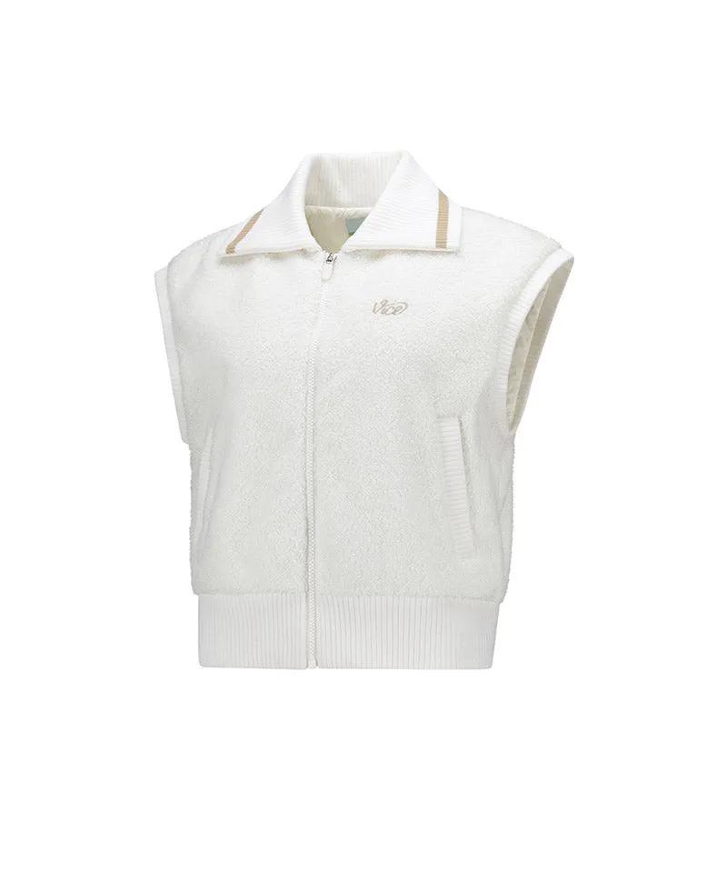 Vice Golf Atelier Women's Boa Fleece Hi-Neck Padded Vest - Beige