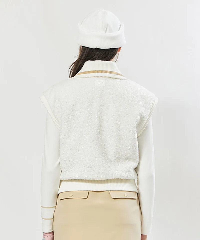 Vice Golf Atelier Women's Boa Fleece Hi-Neck Padded Vest - Beige