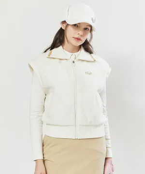 Vice Golf Atelier Women's Boa Fleece Hi-Neck Padded Vest - Beige