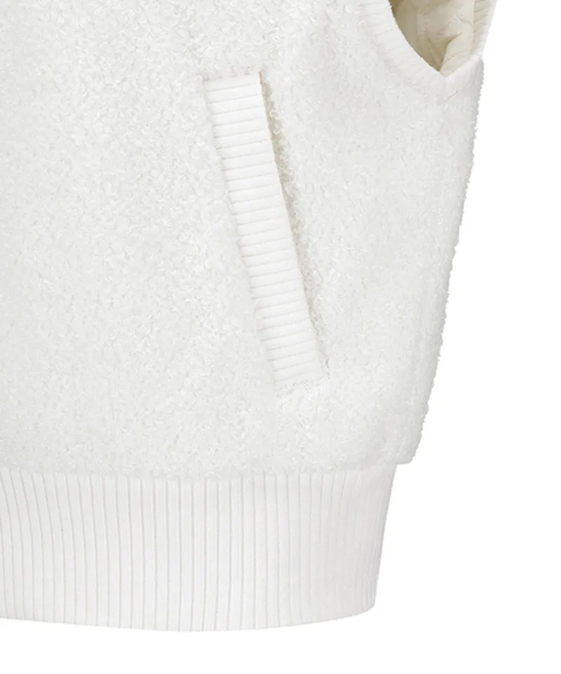 Vice Golf Atelier Women's Boa Fleece Hi-Neck Padded Vest - Beige