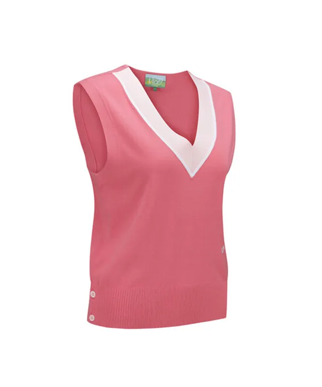 Vice Golf Atelier Women's V-Neck Sweater Vest - Dark/Pink