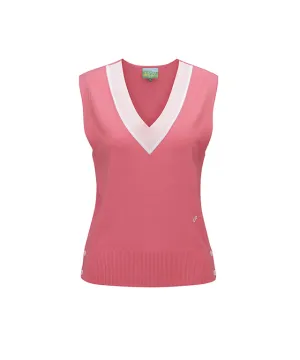 Vice Golf Atelier Women's V-Neck Sweater Vest - Dark/Pink