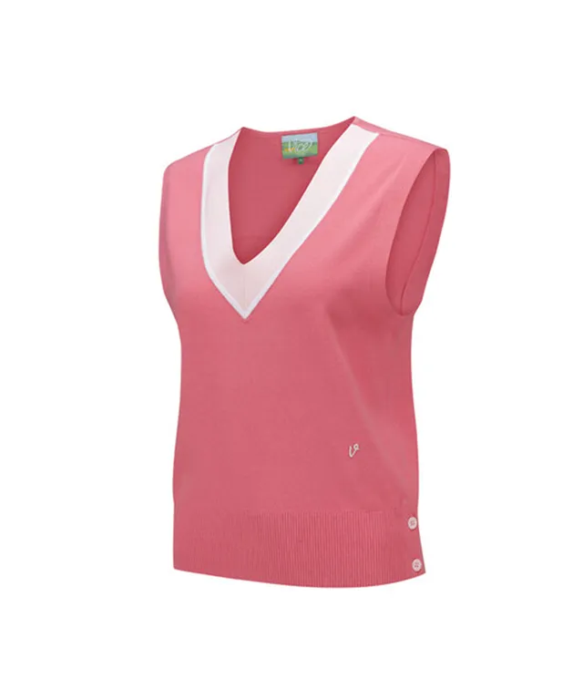 Vice Golf Atelier Women's V-Neck Sweater Vest - Dark/Pink