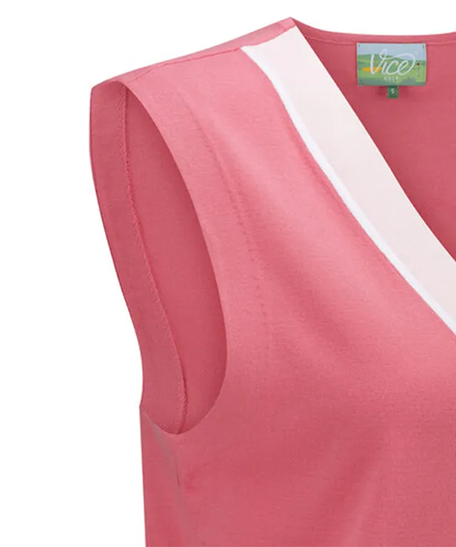 Vice Golf Atelier Women's V-Neck Sweater Vest - Dark/Pink