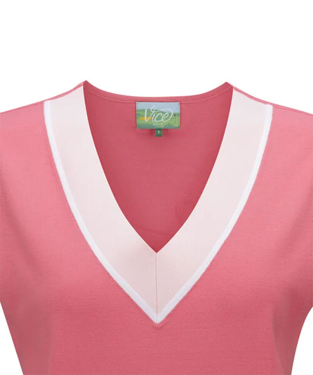 Vice Golf Atelier Women's V-Neck Sweater Vest - Dark/Pink