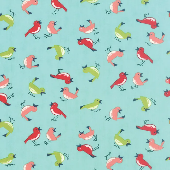 Vintage Picnic Early Bird on Aqua by Bonnie & Camille for Moda Fabrics
